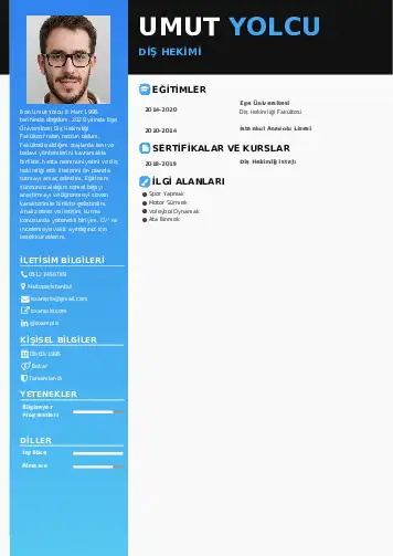 Diş Hekimi cv indir